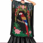 Parrot Sequin-Embroidered Kaftan Tunic